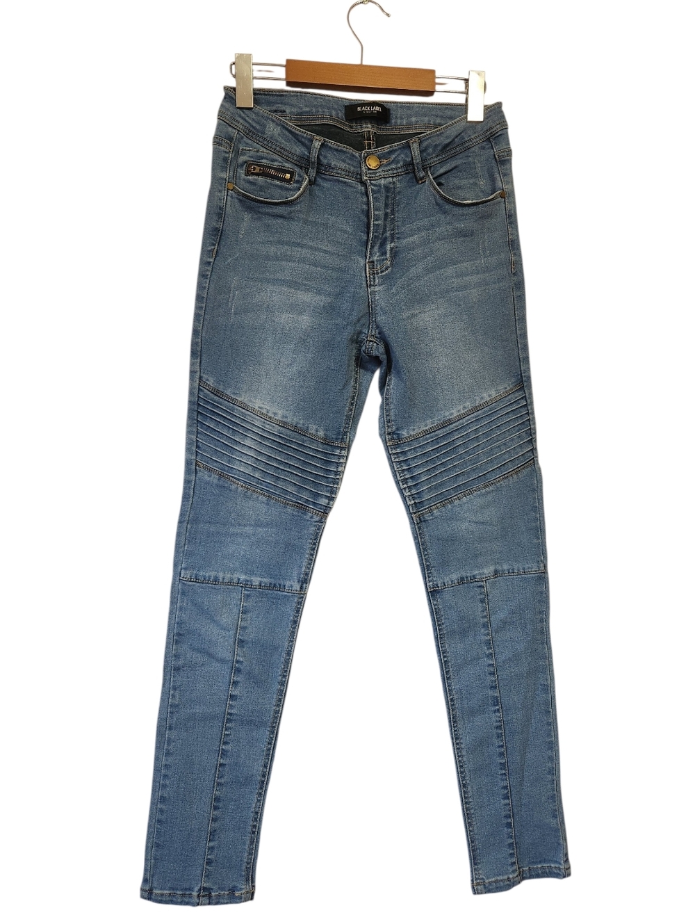 C'est Toi Black Label Moto Skinny Jeans Ribbed Biker Knees Size 29 US 7 EUC